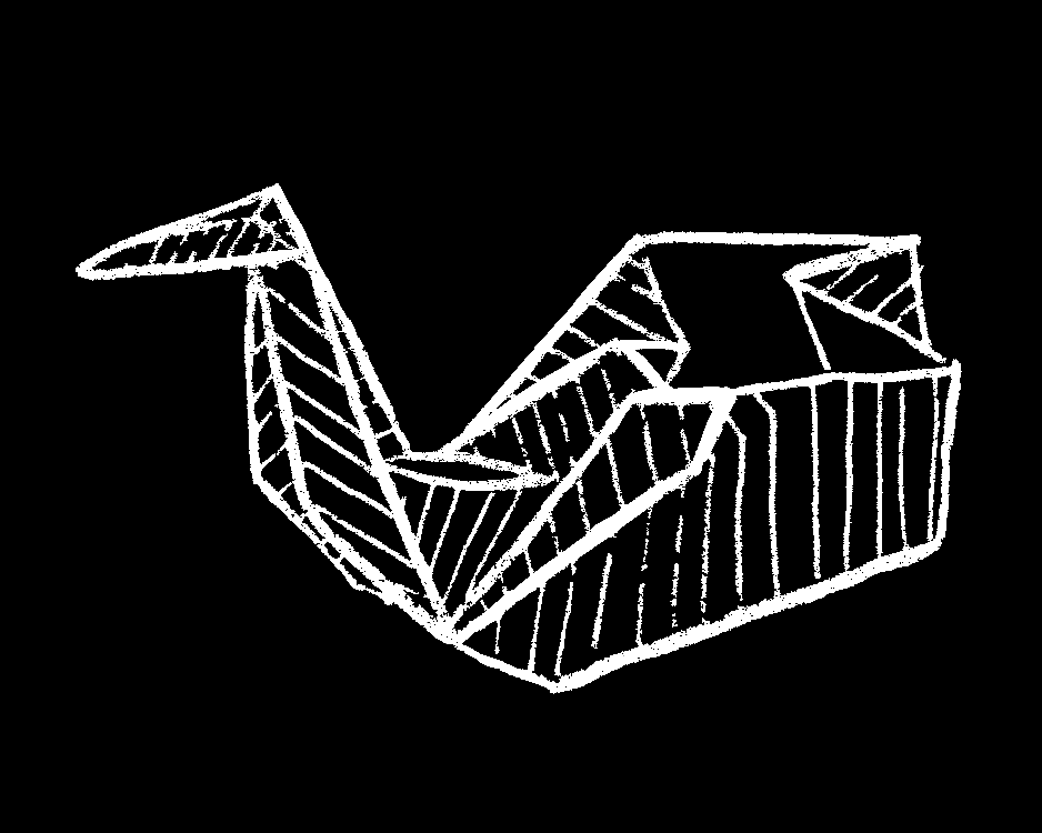 line drawing of an origami bird